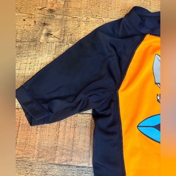 Gymboree Boys Small 5-6 Year Shark Dude w Surf Board Rash Guard Swim Suit Top - Picture 3 of 6